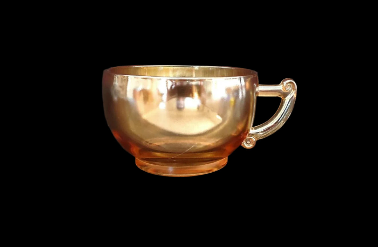 Marigold Carnival Glass Coffee/Punch Cup, Jeannette Moderne, Pressed Glass, Vintage