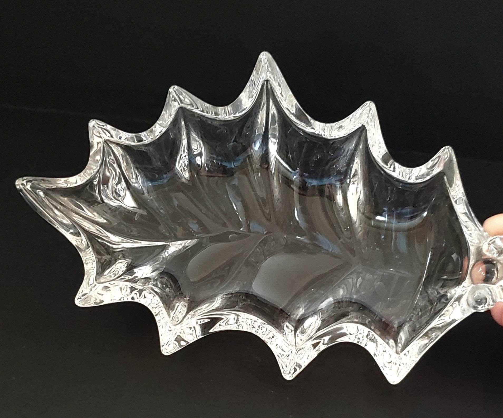 Marquis Waterford Crystal Holly Leaf-Shaped Crystal Candy or Trinket Dish, Vintage