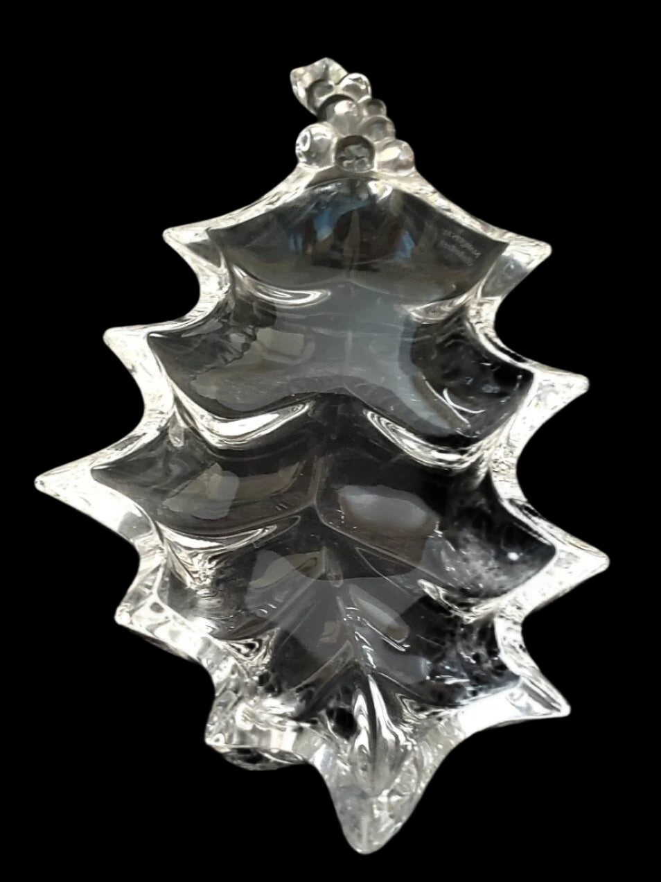 Marquis Waterford Crystal Holly Leaf-Shaped Crystal Candy or Trinket Dish, Vintage