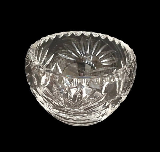 Vintage Lead Crystal Bowl with Fan or Flower Pattern