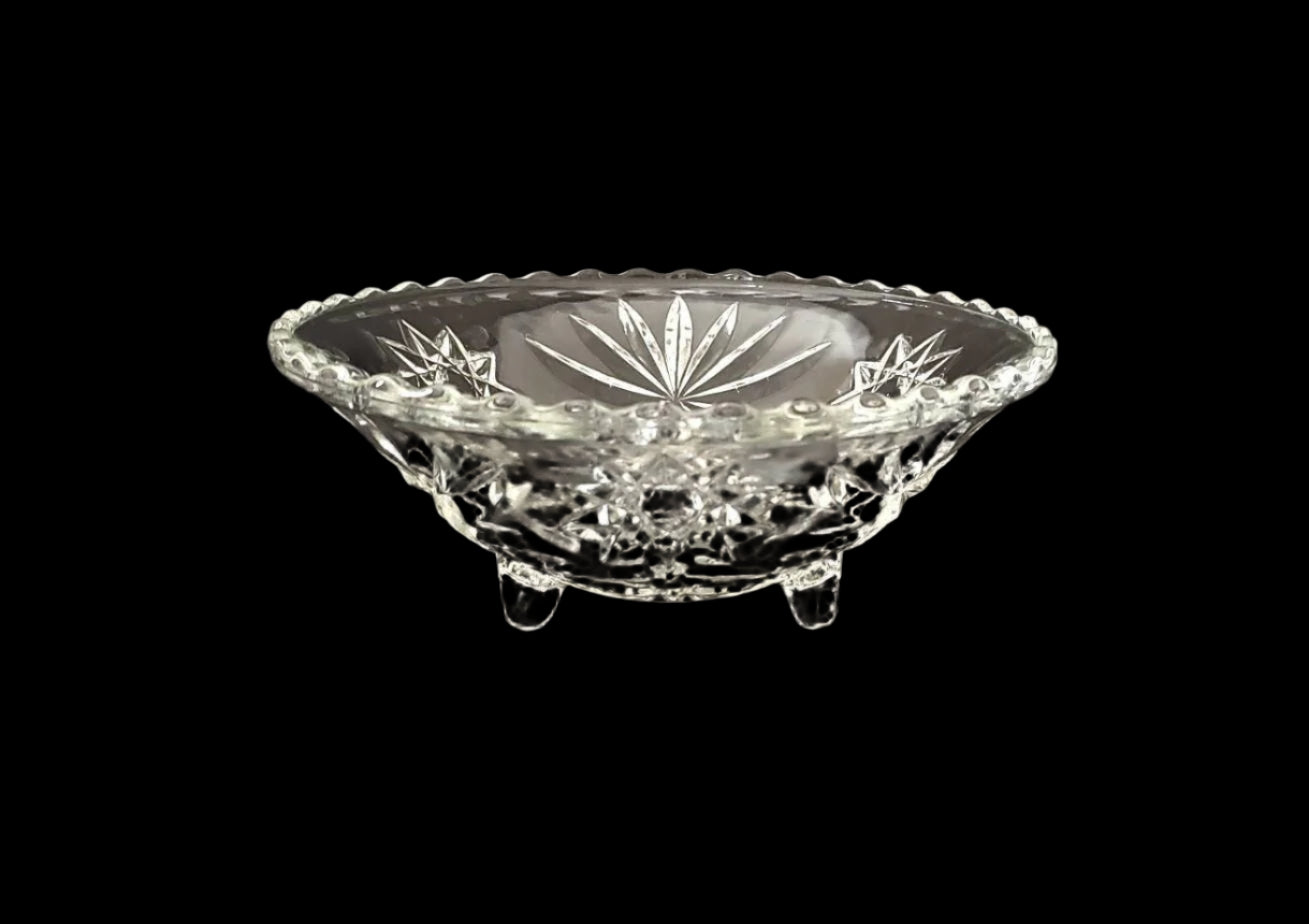 Vintage Pressed Glass Bon Bon Dish, Candy Dish, Trinket Dish from Anchor Hocking