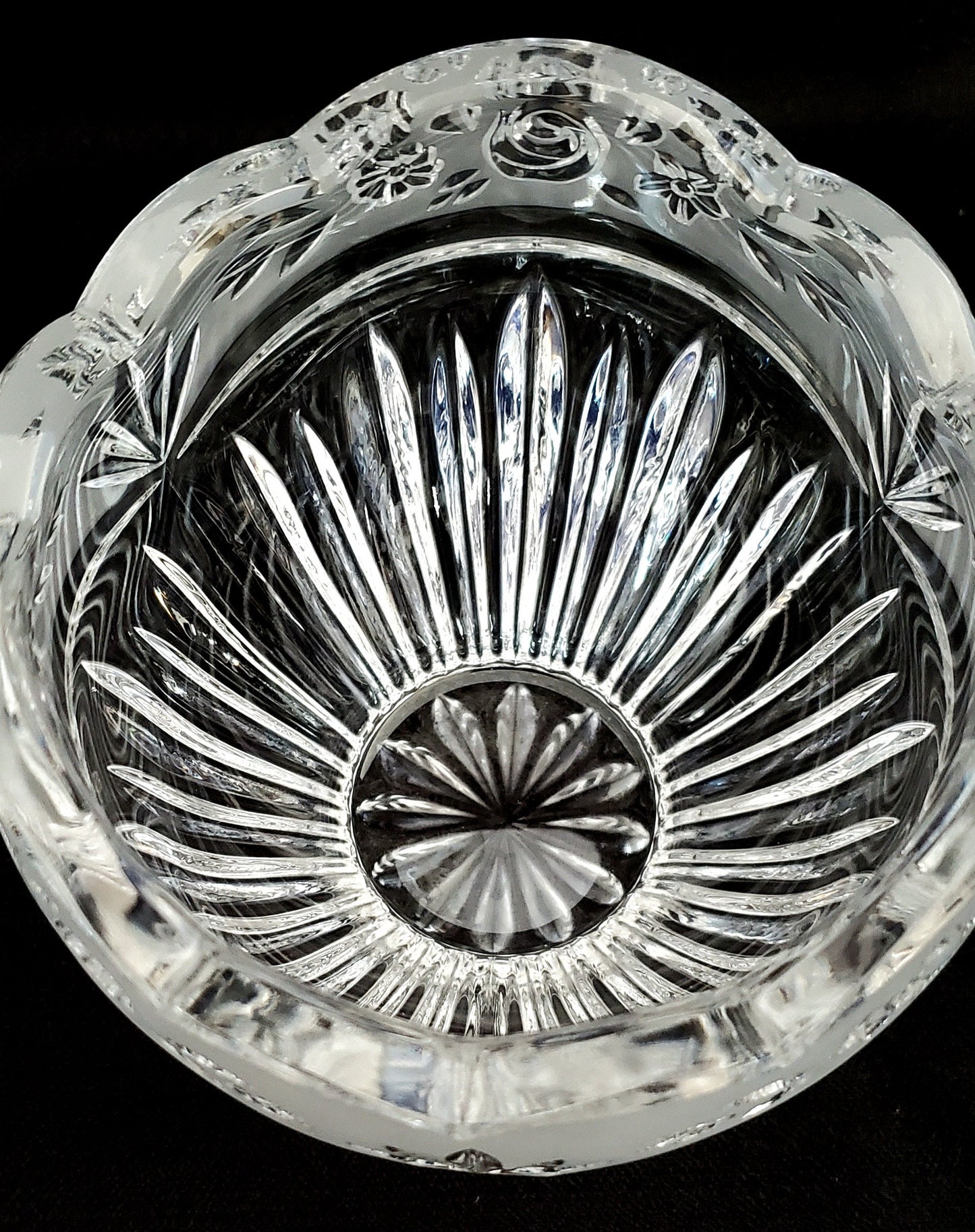 Oneida Southern Garden Lead Crystal Candy Dish or Bowl, Vintage, "Southern Garden" Pattern