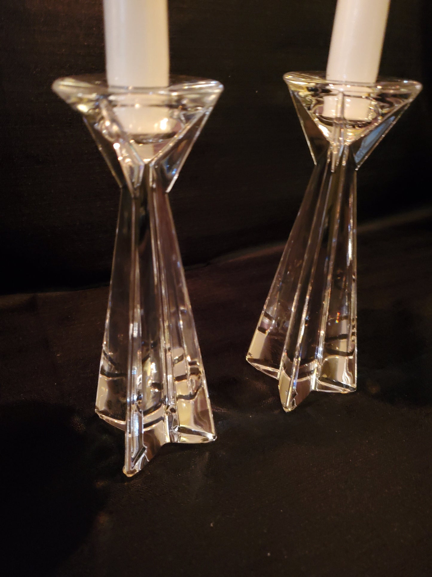 Towle star candle taper holders full lead crystal