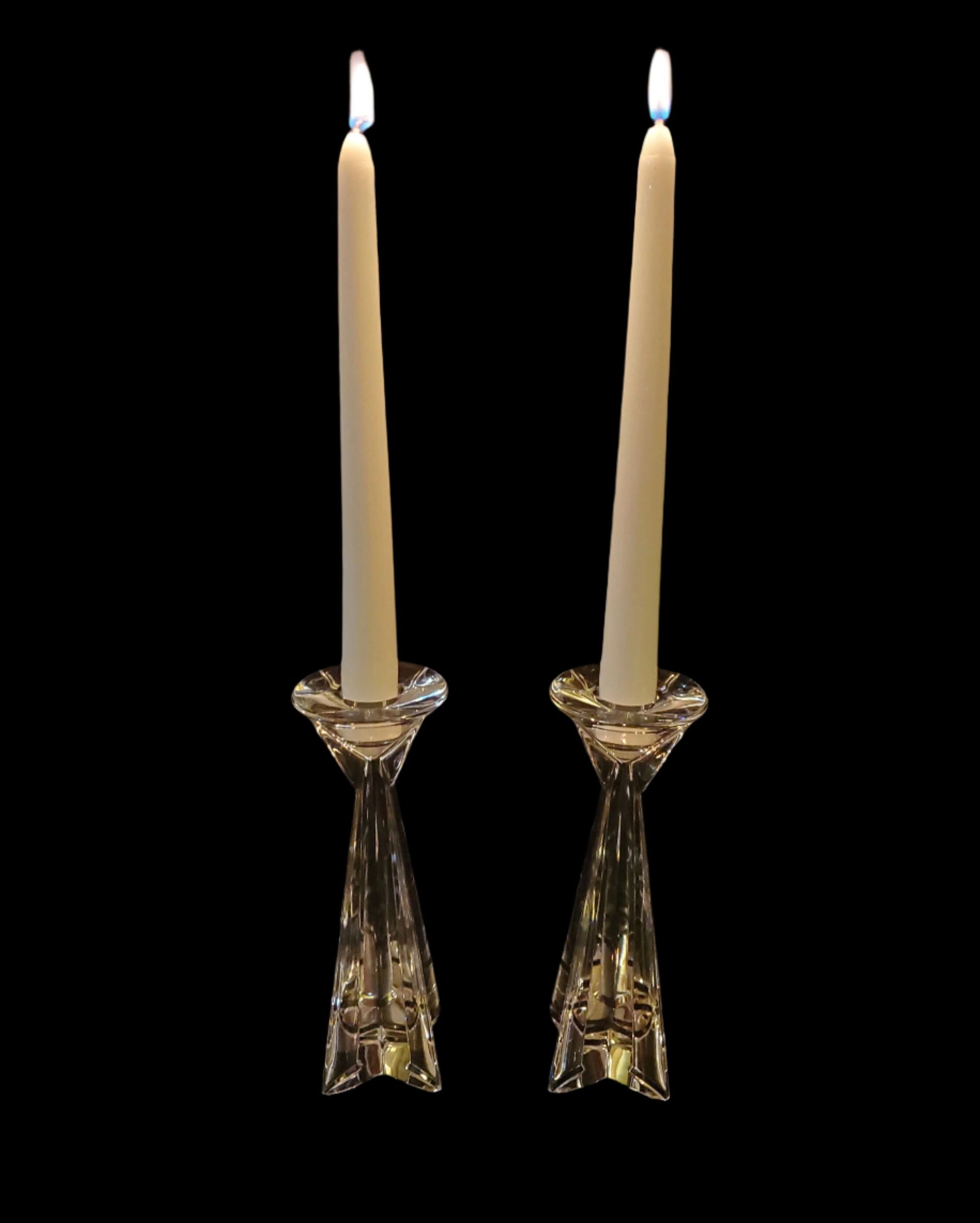 Towle star candle taper holders full lead crystal