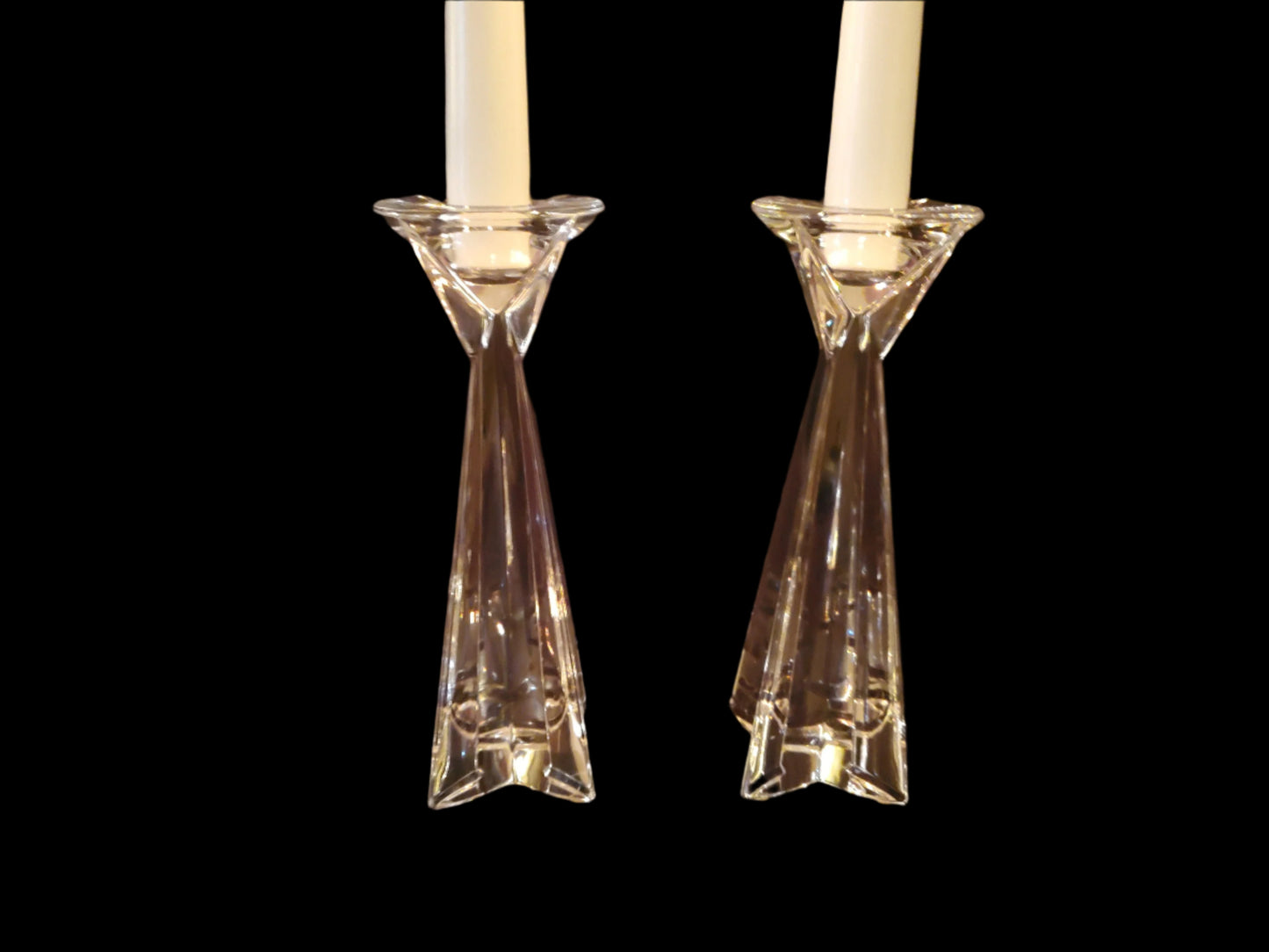 Towle star candle taper holders full lead crystal