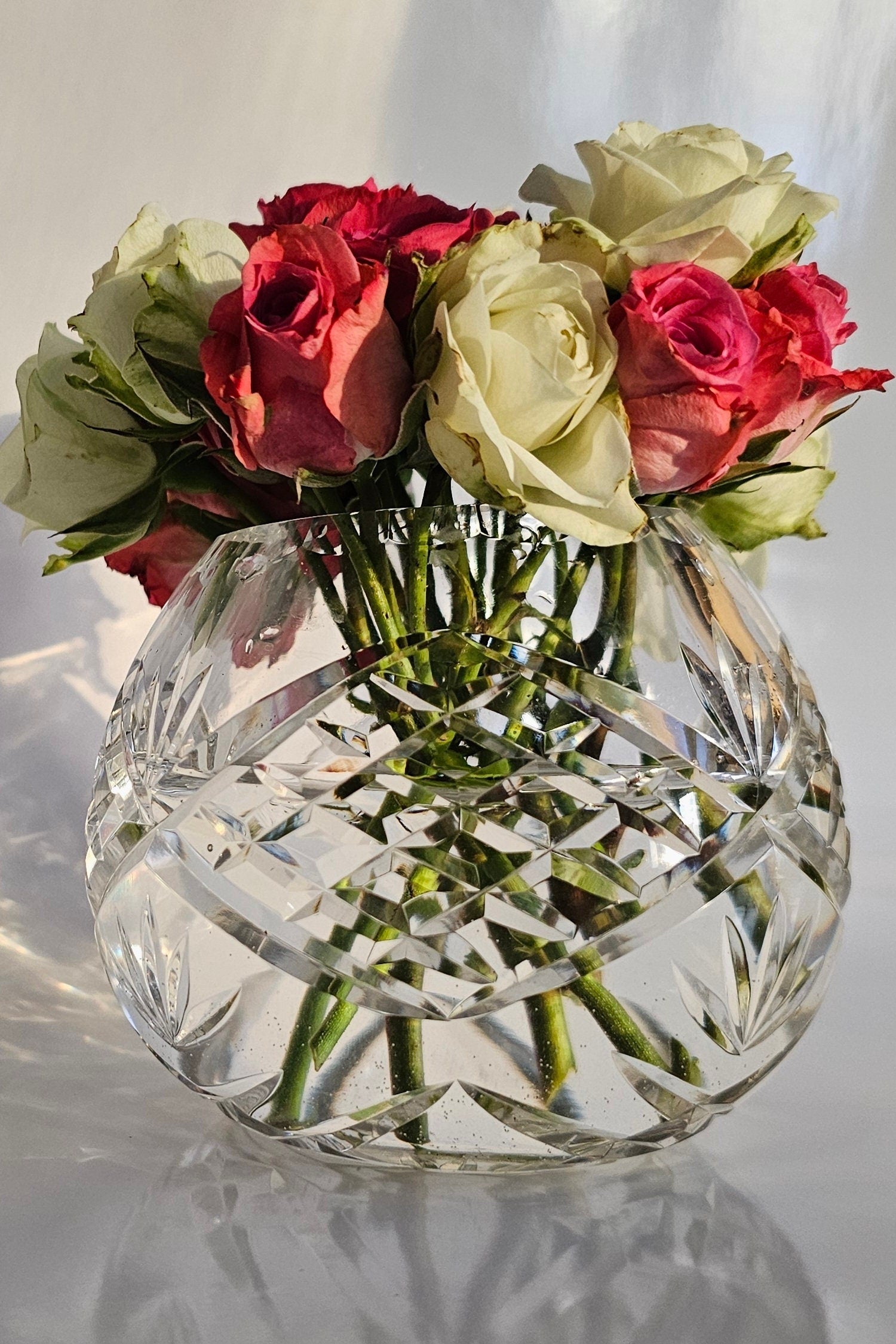 Lead Crystal Rose Bowl by Godinger - Timeless, Vintage Beauty!