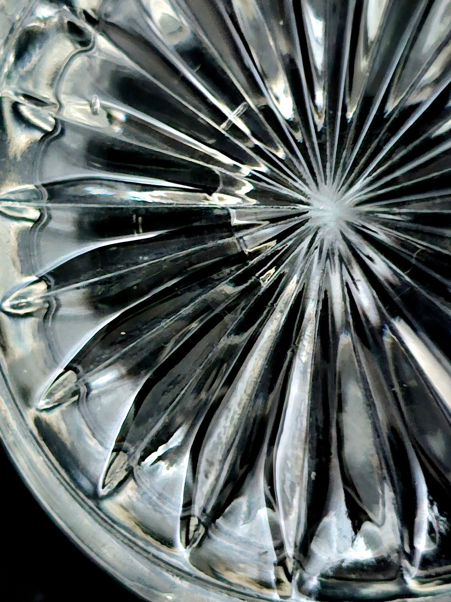 Etched Glass Sugar Bowl with Double Handles, Vine and Leaf Pattern, Vintage. Excellent Condition.