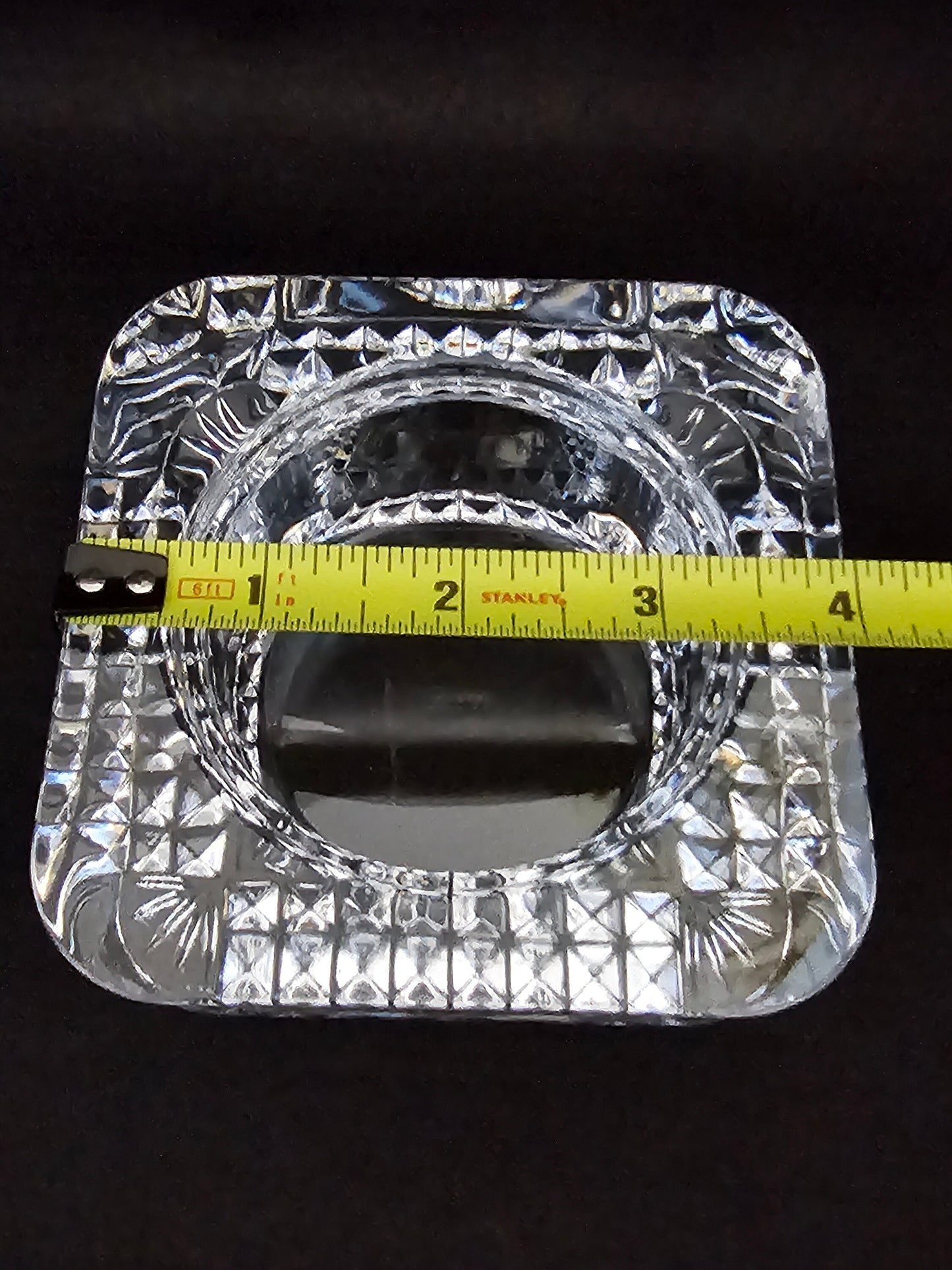 French Crystal Candle Holder, Trinket Dish, Ring Holder. Small chip.