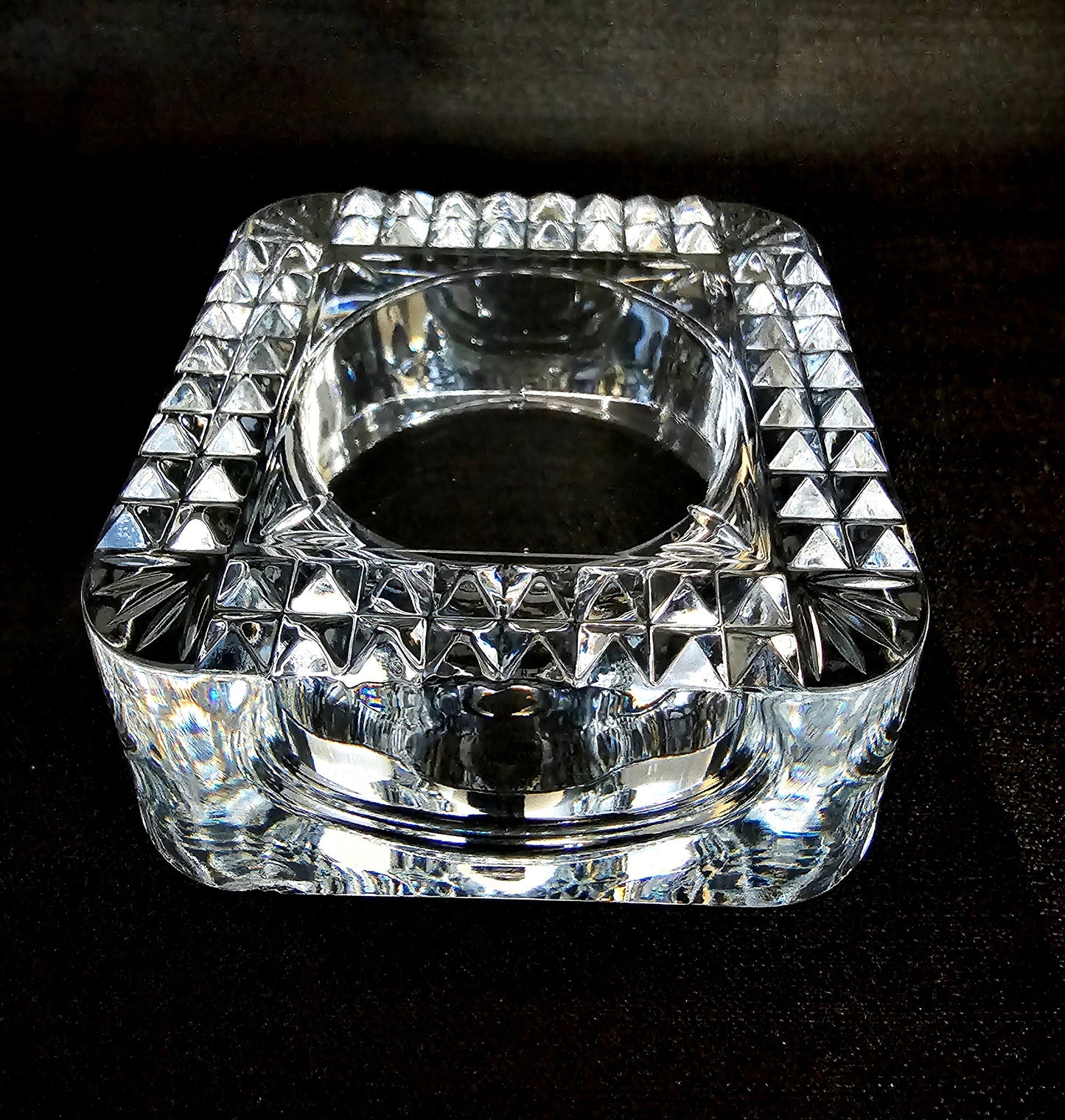 French Crystal Candle Holder, Trinket Dish, Ring Holder. Small chip.