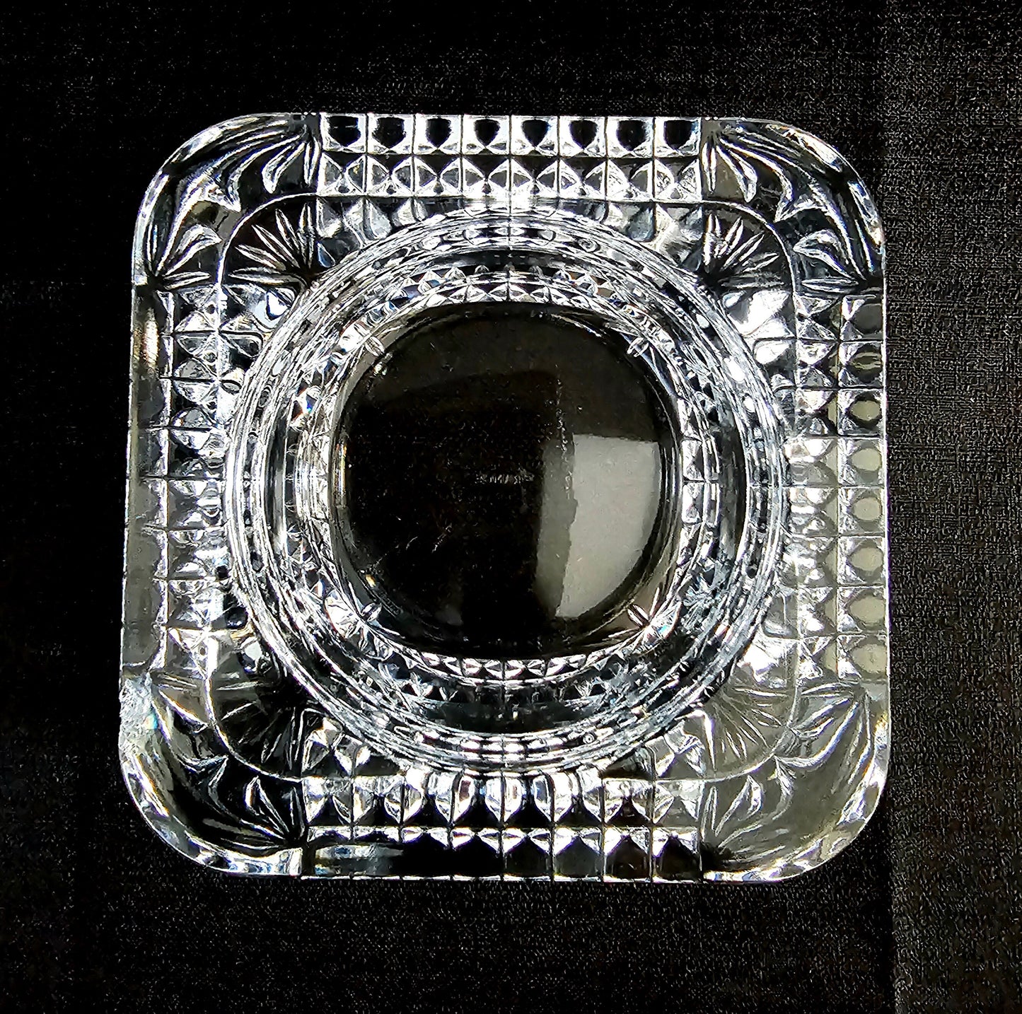 French Crystal Candle Holder, Trinket Dish, Ring Holder. Small chip.