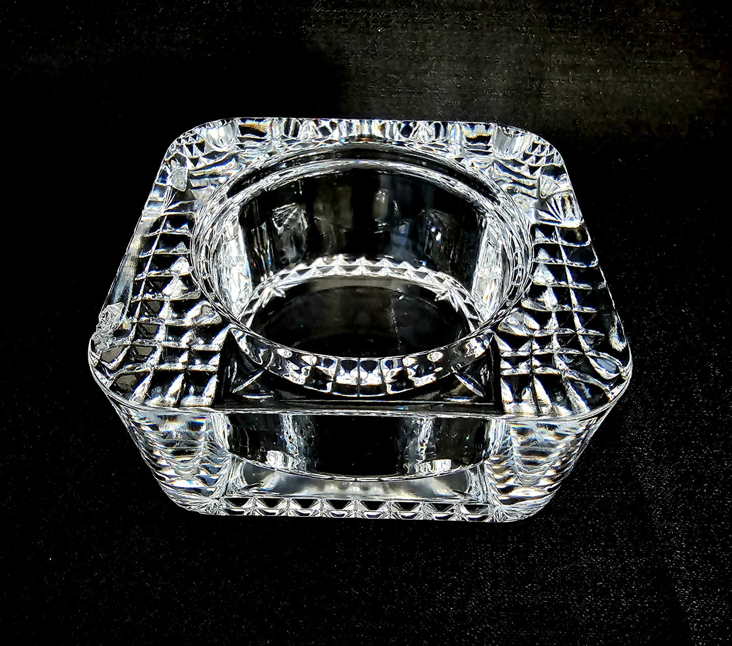 French Crystal Candle Holder, Trinket Dish, Ring Holder. Small chip.