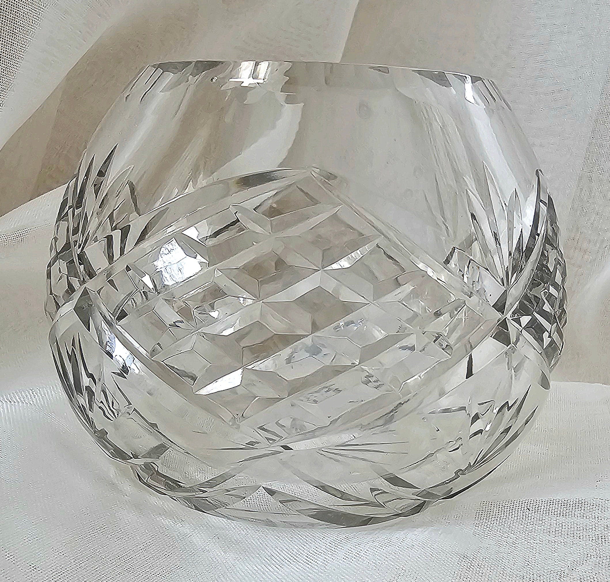 Lead Crystal Rose Bowl by Godinger - Timeless, Vintage Beauty!