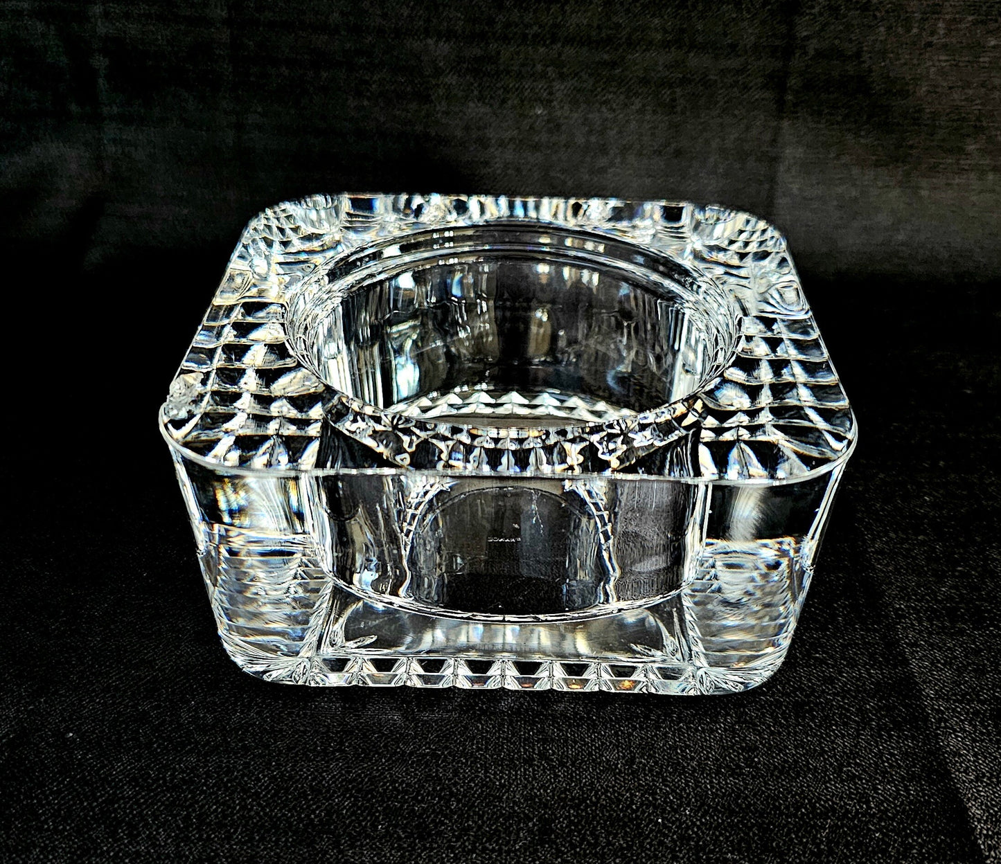 French Crystal Candle Holder, Trinket Dish, Ring Holder. Small chip.