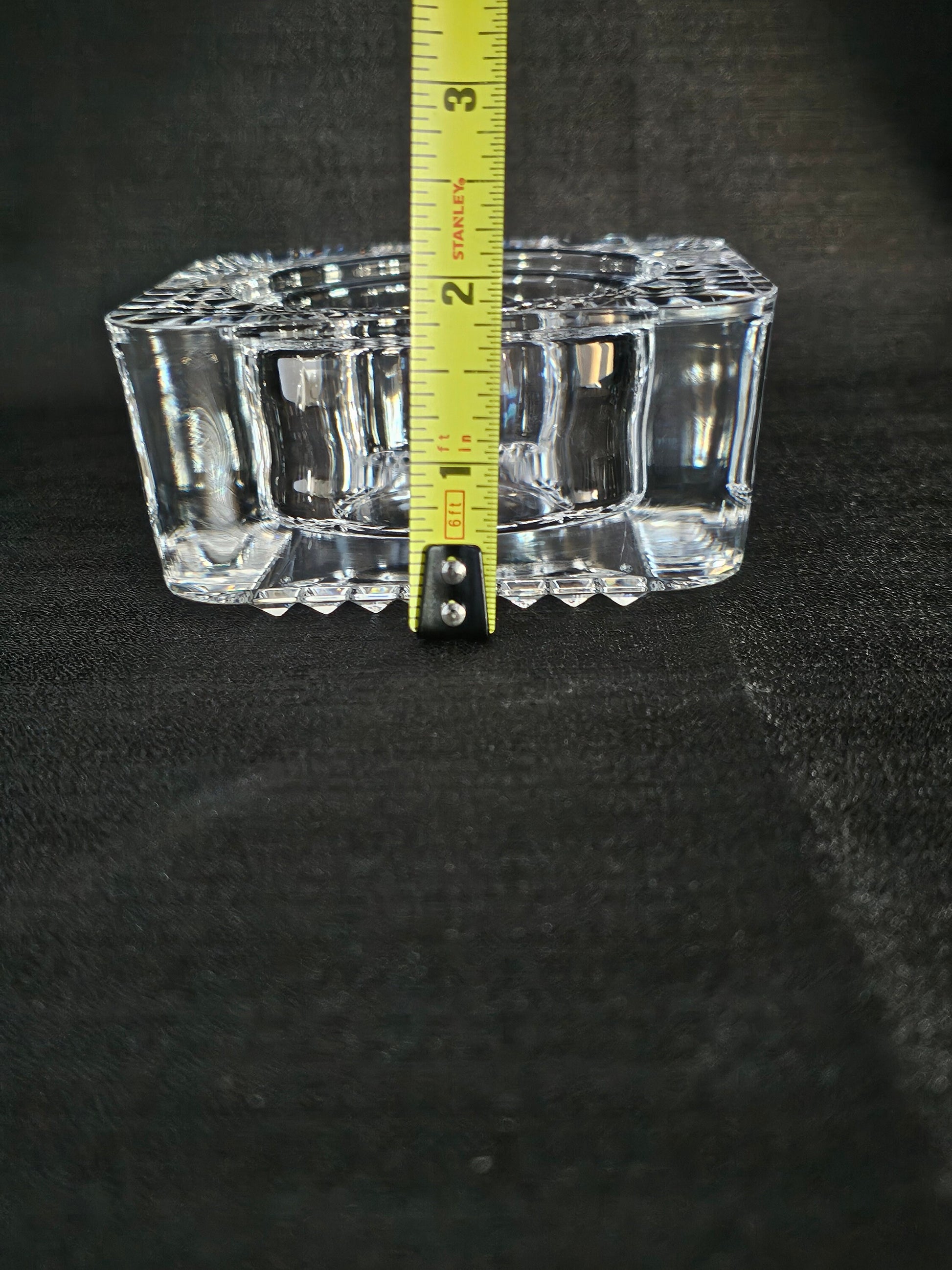 French Crystal Candle Holder, Trinket Dish, Ring Holder. Small chip.