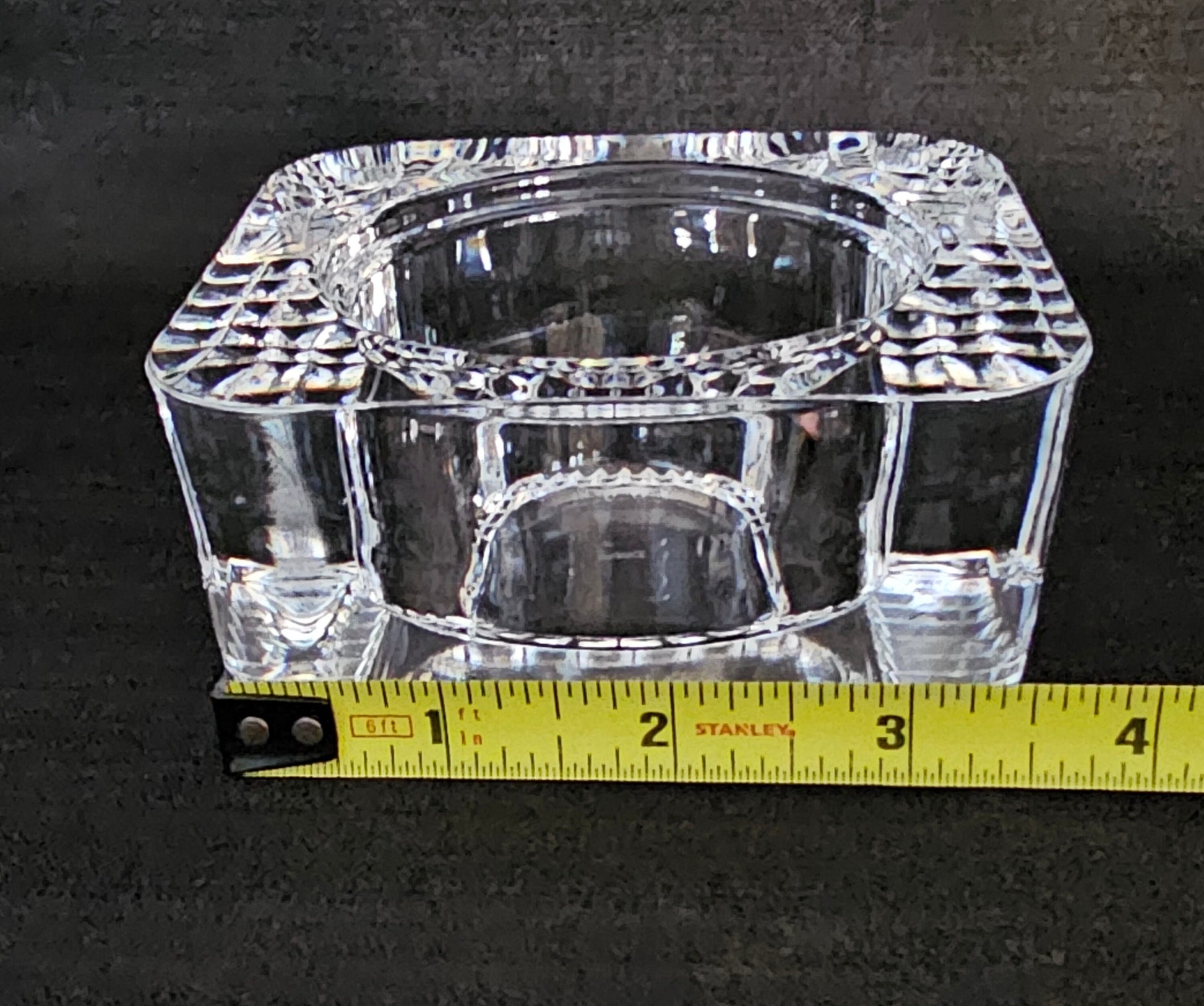 French Crystal Candle Holder, Trinket Dish, Ring Holder. Small chip.