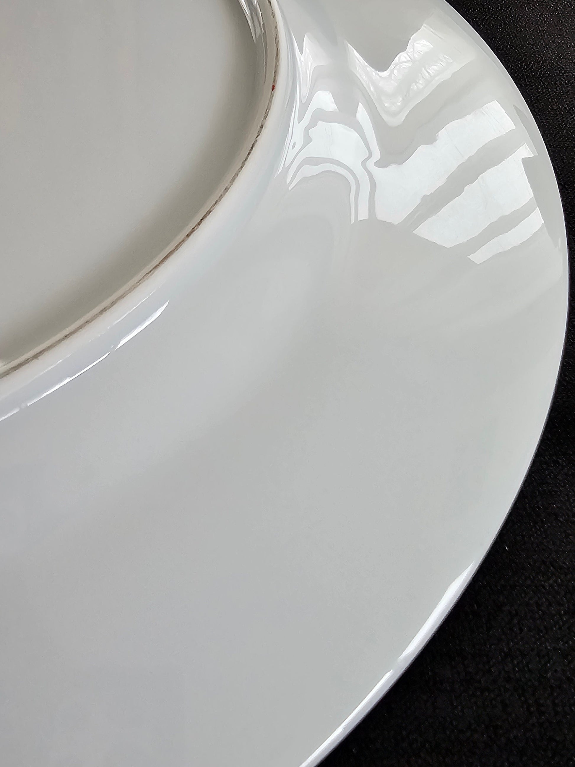 Carlion China 12" Platter/Chop Plate with Platinum Edge and Banding, Corsage Pattern 481, Light wear on inner platinum band (see photos)