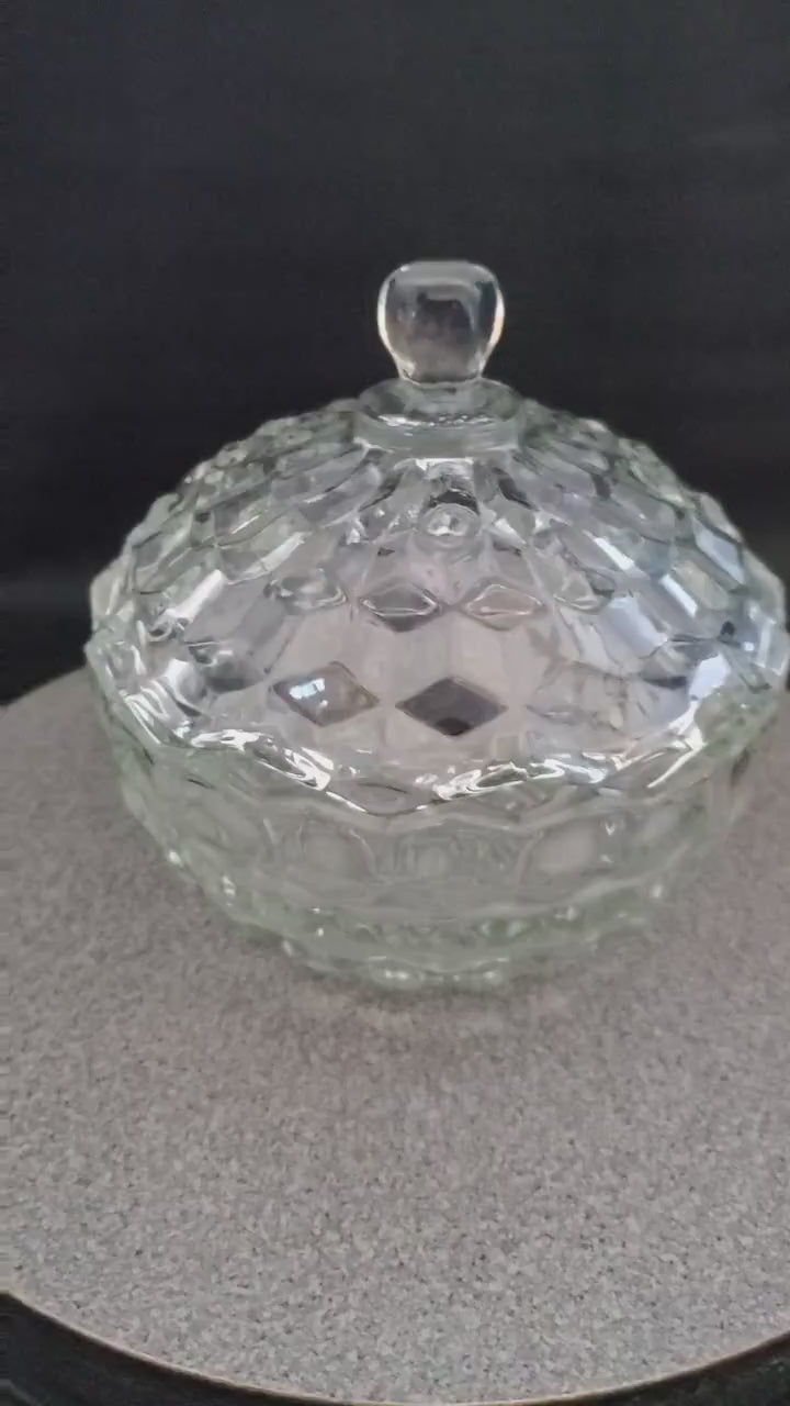 Vintage Whitehall Clear Pressed Glass Candy Dish with Lid, by Colony - Excellent Condition!