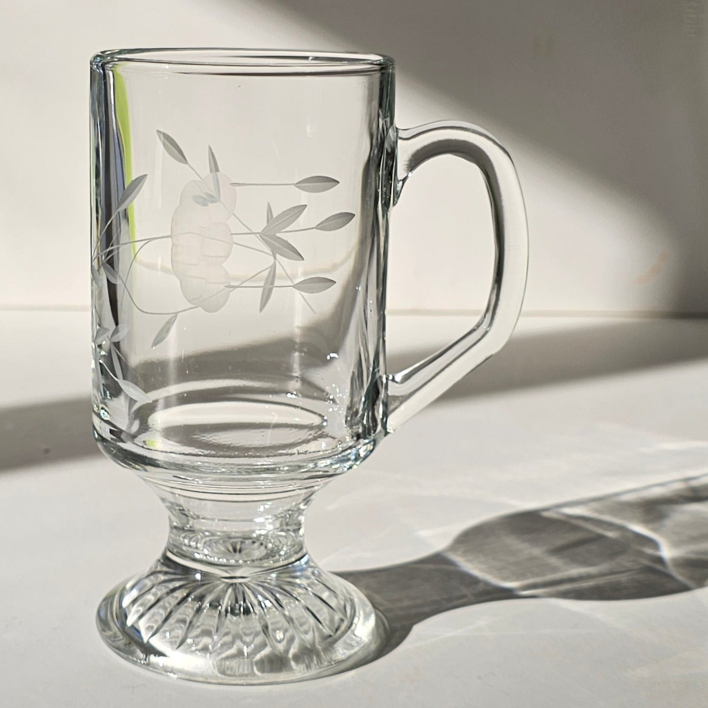 Princess House Irish Coffee Mug, Etched Lead Crystal, Heritage Pattern