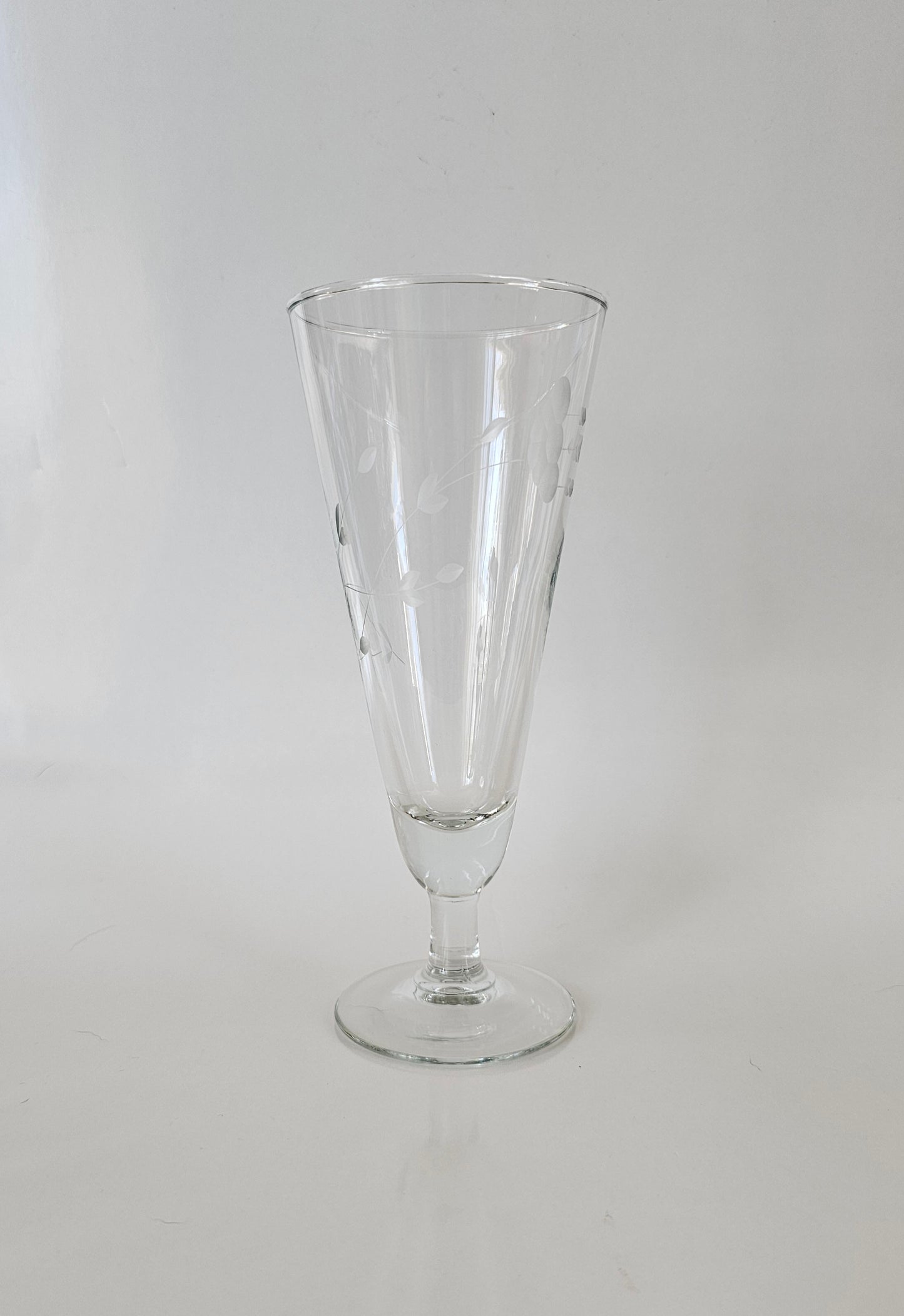 Princess House Pilsner Glass, Beer Glass, Etched Lead Crystal, Heritage Pattern