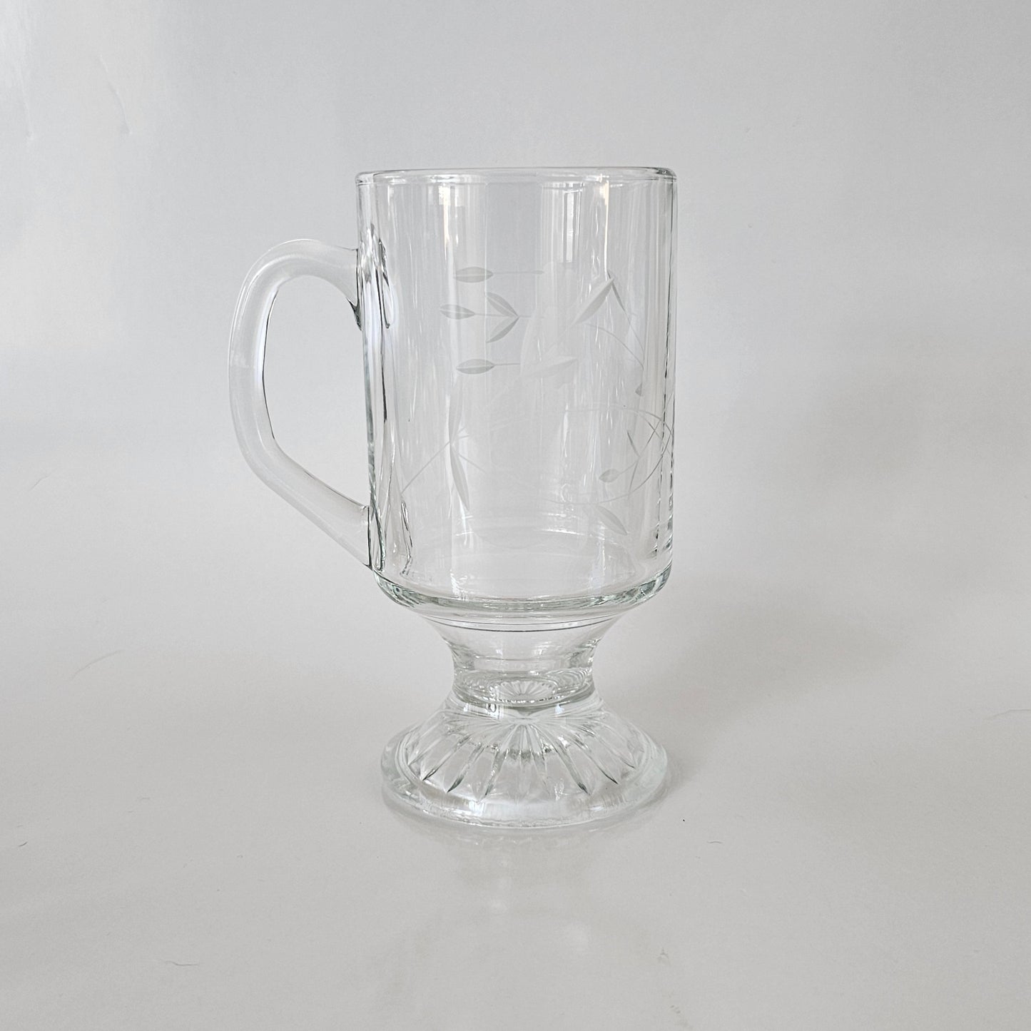 Princess House Irish Coffee Mug, Etched Lead Crystal, Heritage Pattern