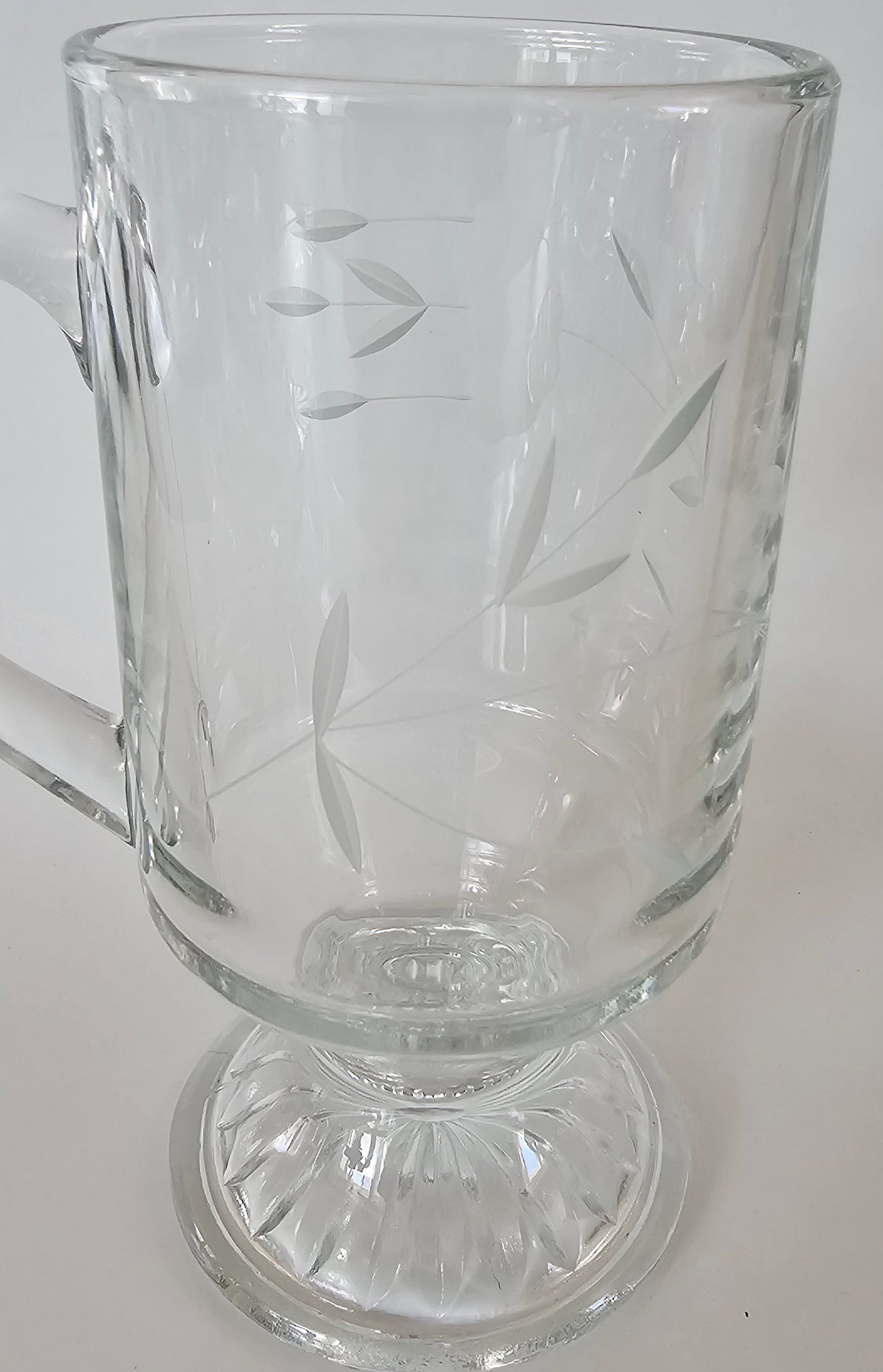 Princess House Irish Coffee Mug, Etched Lead Crystal, Heritage Pattern